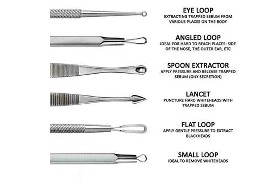 Face Care Stainless Steel Skin Remover Kit Blackhead Blemish Acne Pimple Extractor Tool Skin Care Cleanser Manufacturers Supply