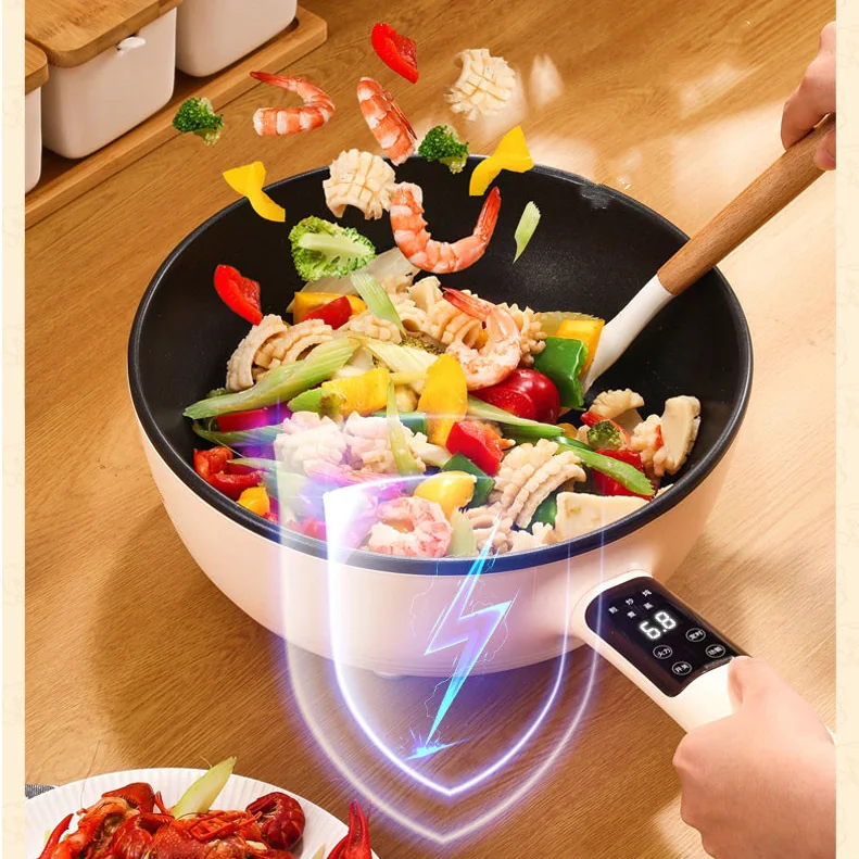 Yonsa 4L Chinese Multi-Function Portable Non-Stick Cooker Pan Hotpot Multifunction Mini Cooking Electric Hot Pot