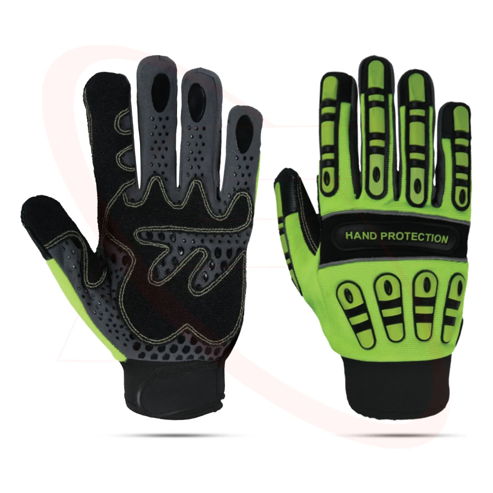 Top Quality Impact Resistant Safety Mechanic Gloves in Synthetic Leather Oil and Water Resistant gloves from Pakistan leather