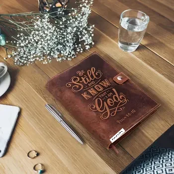 Refillable Leather Journal Lined Notebook 46v10 Embossed Bible Verse Vintage Handmade Leather Notebook & Pen