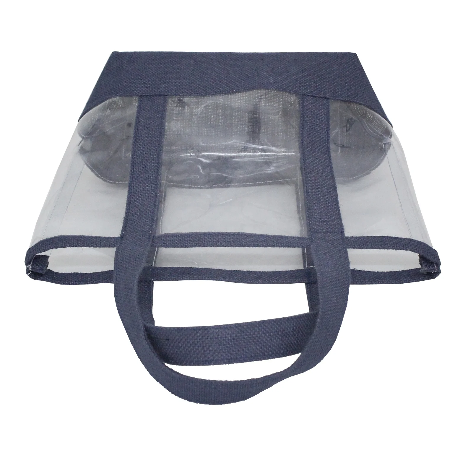 Пластиковая оконная сумка из мешковины с отделкой джута саморучкой ПВХ прозрачная рекламная для подарочных покупок