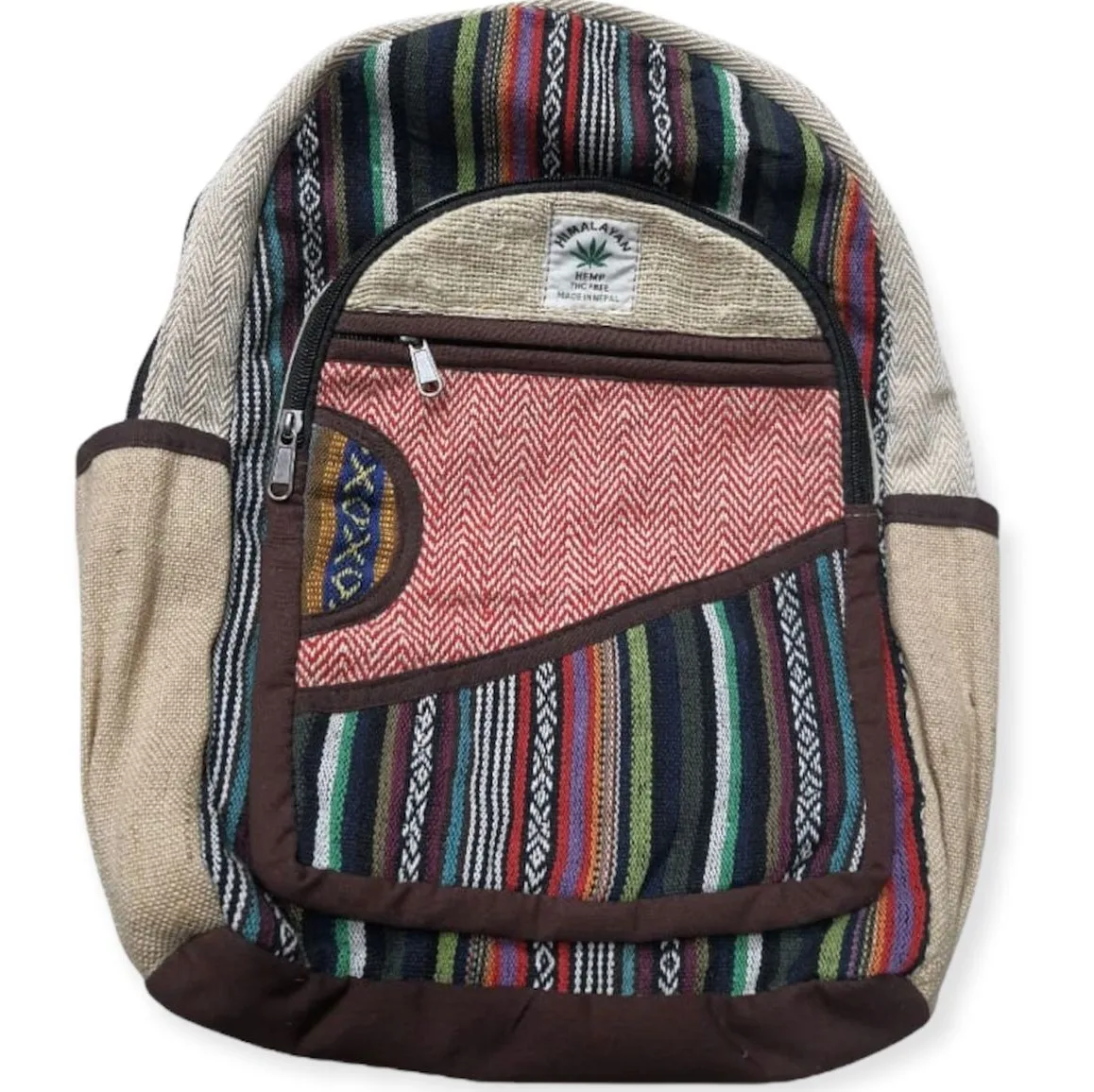 Unisex Cotton Hemp Backpack with Comfortable Anti-Theft Zipper String Closure Canvas Lining Daily Use Stylish Character Pattern