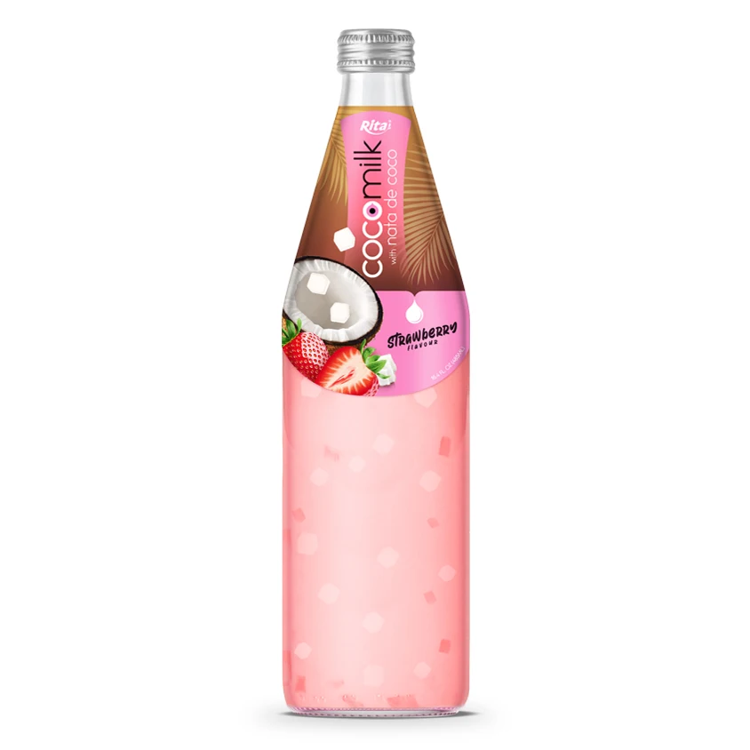 Fast Delivery Best Selling Product Private Label Oem Retail Milk Product Coconut Milk With Nata de coco Strawberry flavor