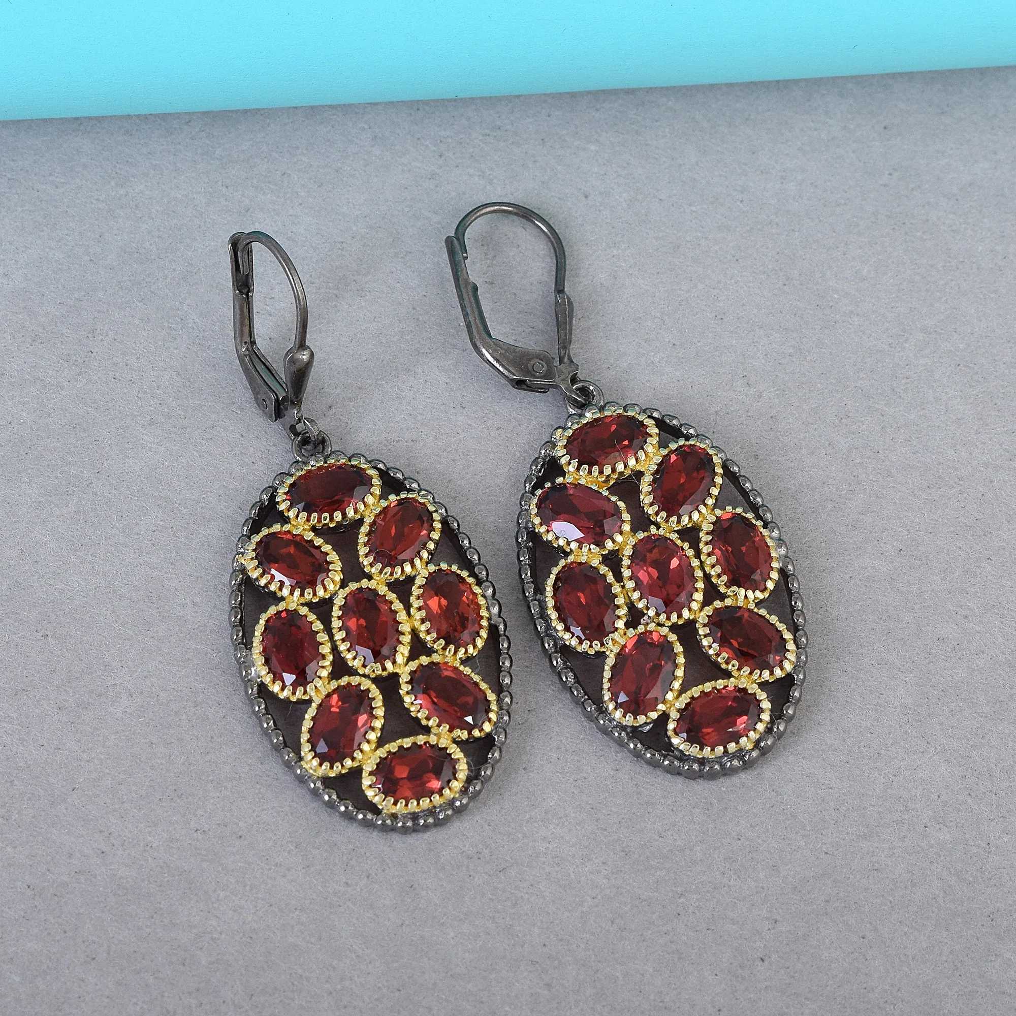 Best Wholesaler Red Garnet Gemstone Dangle Earrings Top Seller 925 Sterling Silver Modern Trendy Best Selling Customized Jewelry