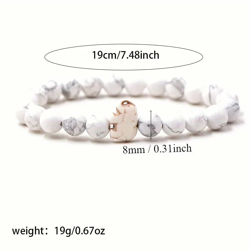 MANCHAO  4pcs Unisex Natural Stone Elephant Style Bracelet 8mm Beads Fashion Jewelry for Bracelets & Bangles