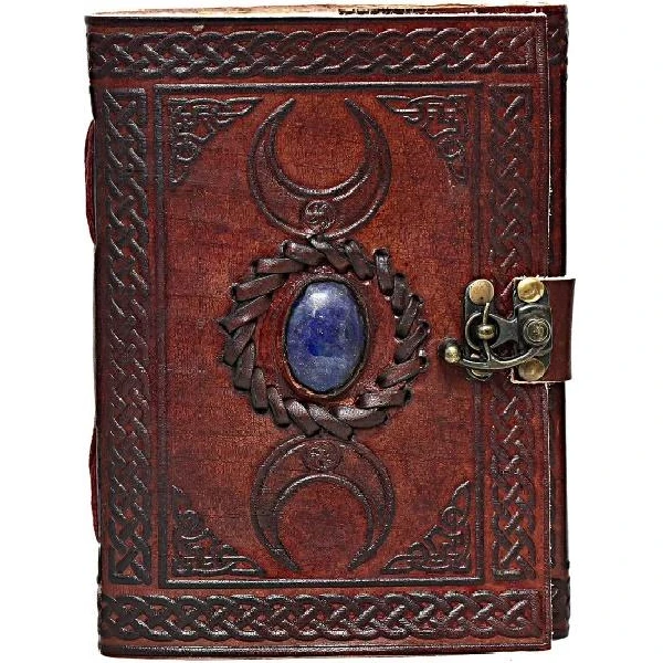 Blue Lapis three  Moon Embossed Vintage Leather Journal Celtic One latches Journal Notebook Diary sketch book for gifting him
