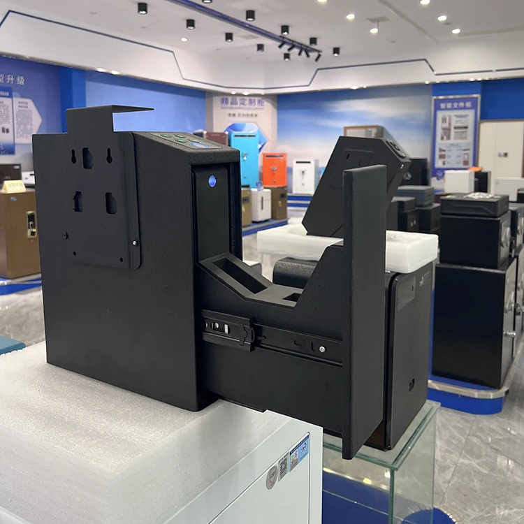 Small wall-mounted gun safe with biometric fingerprint, portable gun safe with built-in LED light