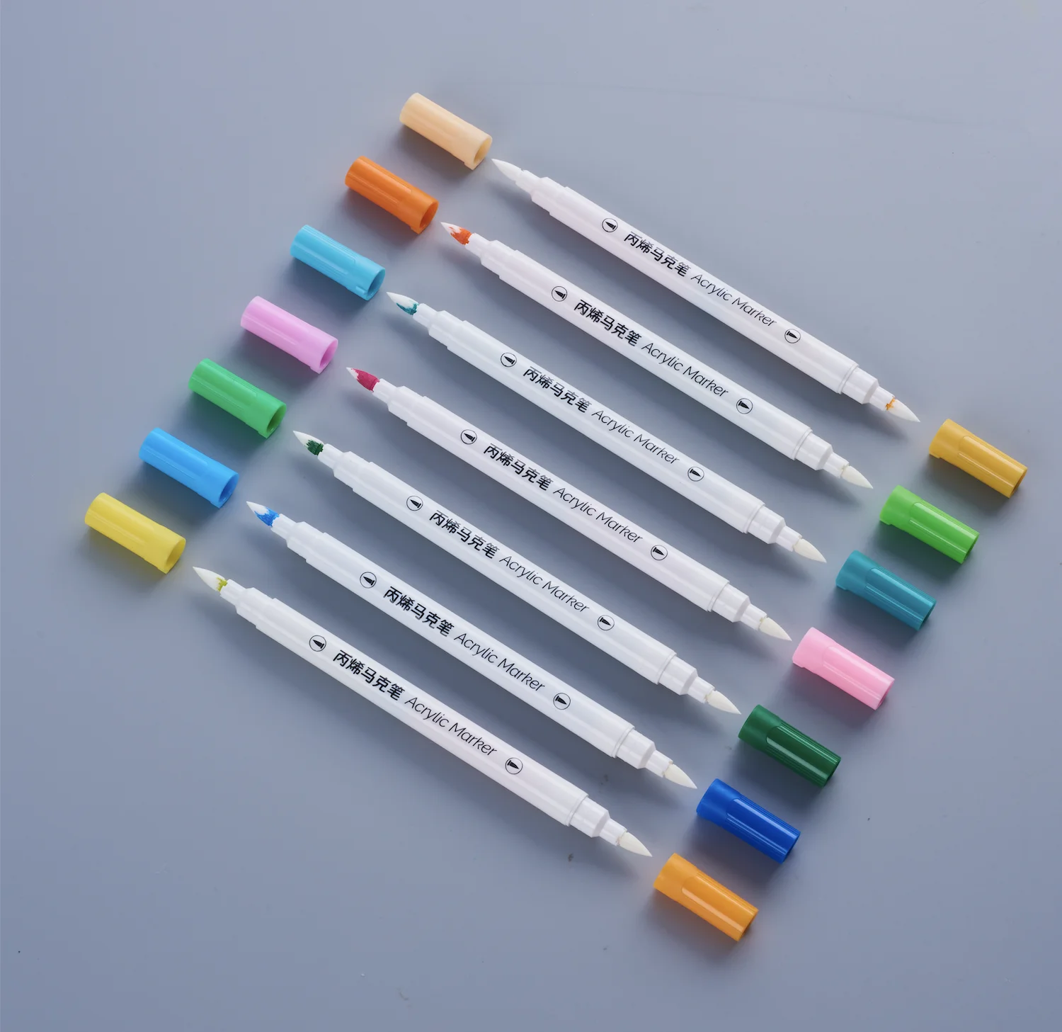 48 Colors Acrylic Marker Set Calligraphy Tip Art Markers with Brush Tip for Rock Painting Stone Glass