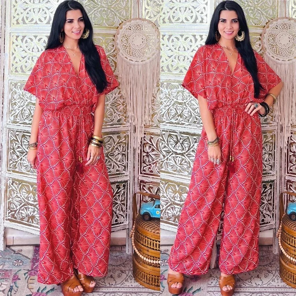 2023 Brand New Women Jumpsuits Buy Ladies Cotton Design Printed Jumpsuit For Summer Holiday Custom OEM Casual Design