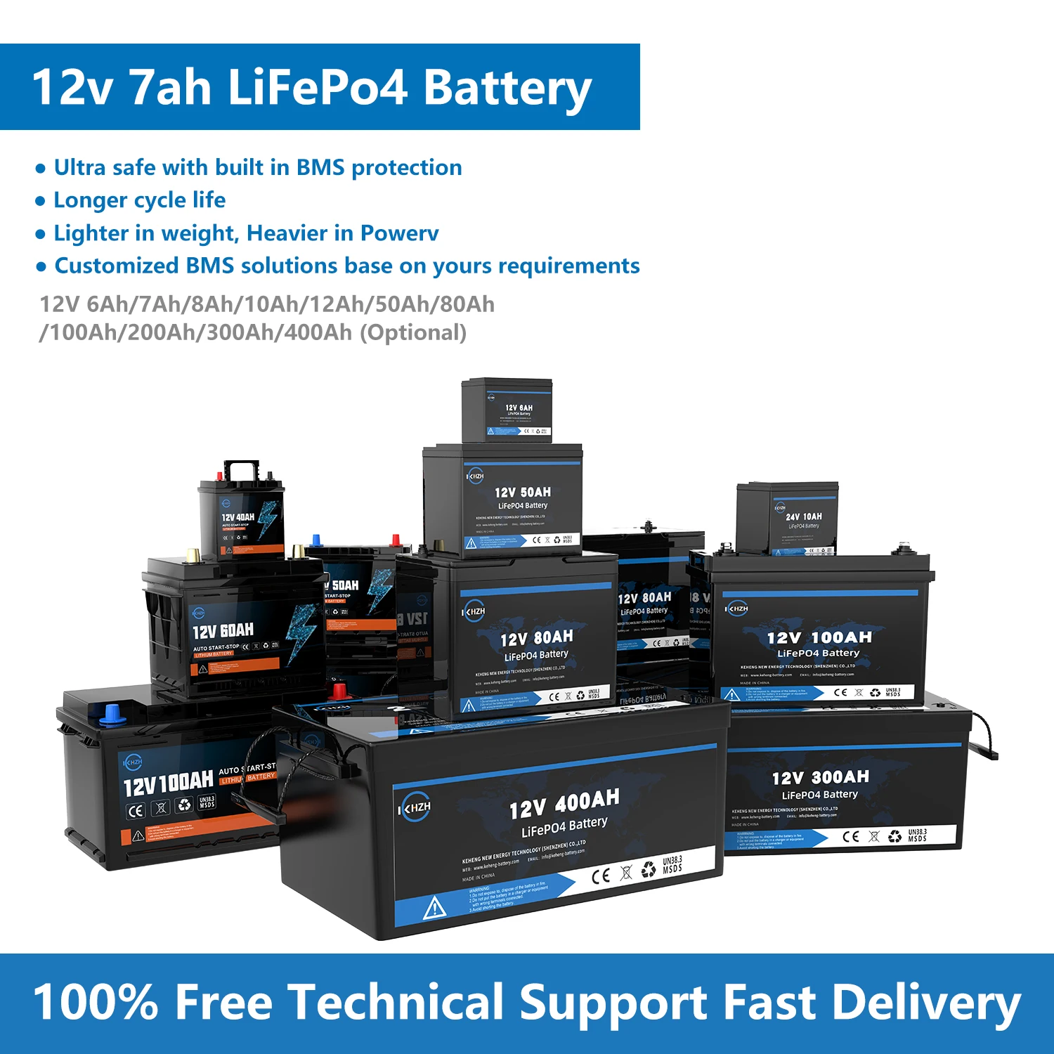 Best Quality 12V 7Ah 12Ah Battery Electric Bike Motorcycle Ups Case Box Lifepo4 12V 20Ah Lithium Ion Batteries