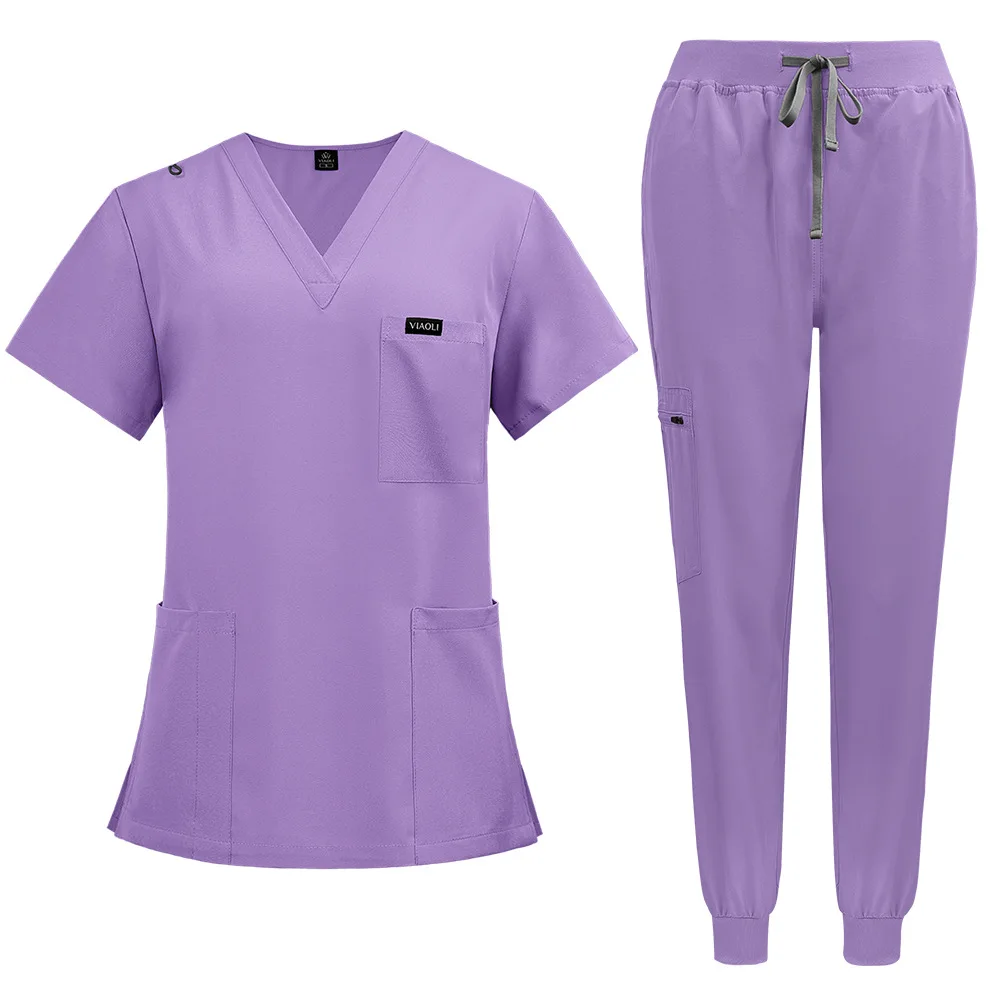 oem customized logo pure design short-sleeved clothes skin management nurse clothes comfortable hand washing surgeon isolation
