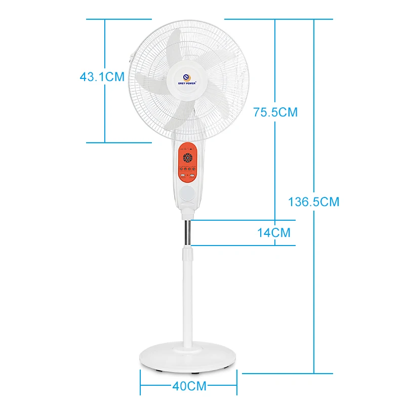 Factory made 16 inch rechargeable standing design multi-function solar fan with manufacturer price
