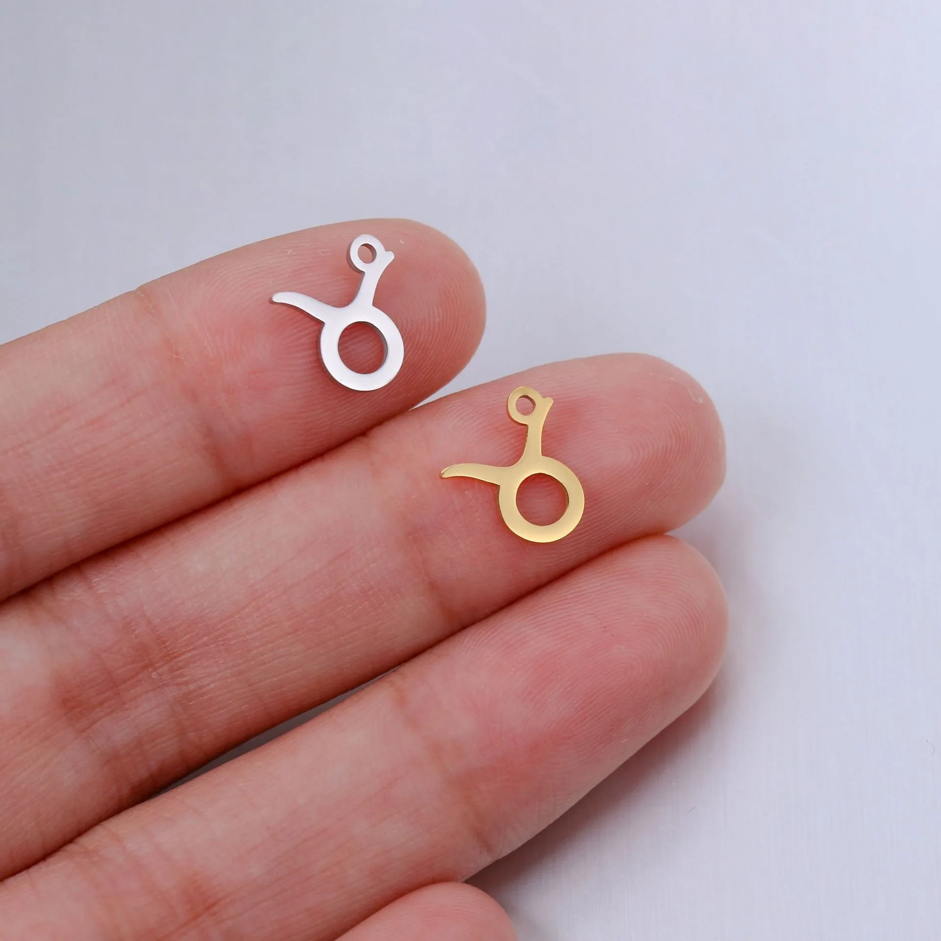 Gold Plated Mini 12 Zodiac Symbol Charm Stainless Steel Pendant for DIY Bracelet Jewelry Making