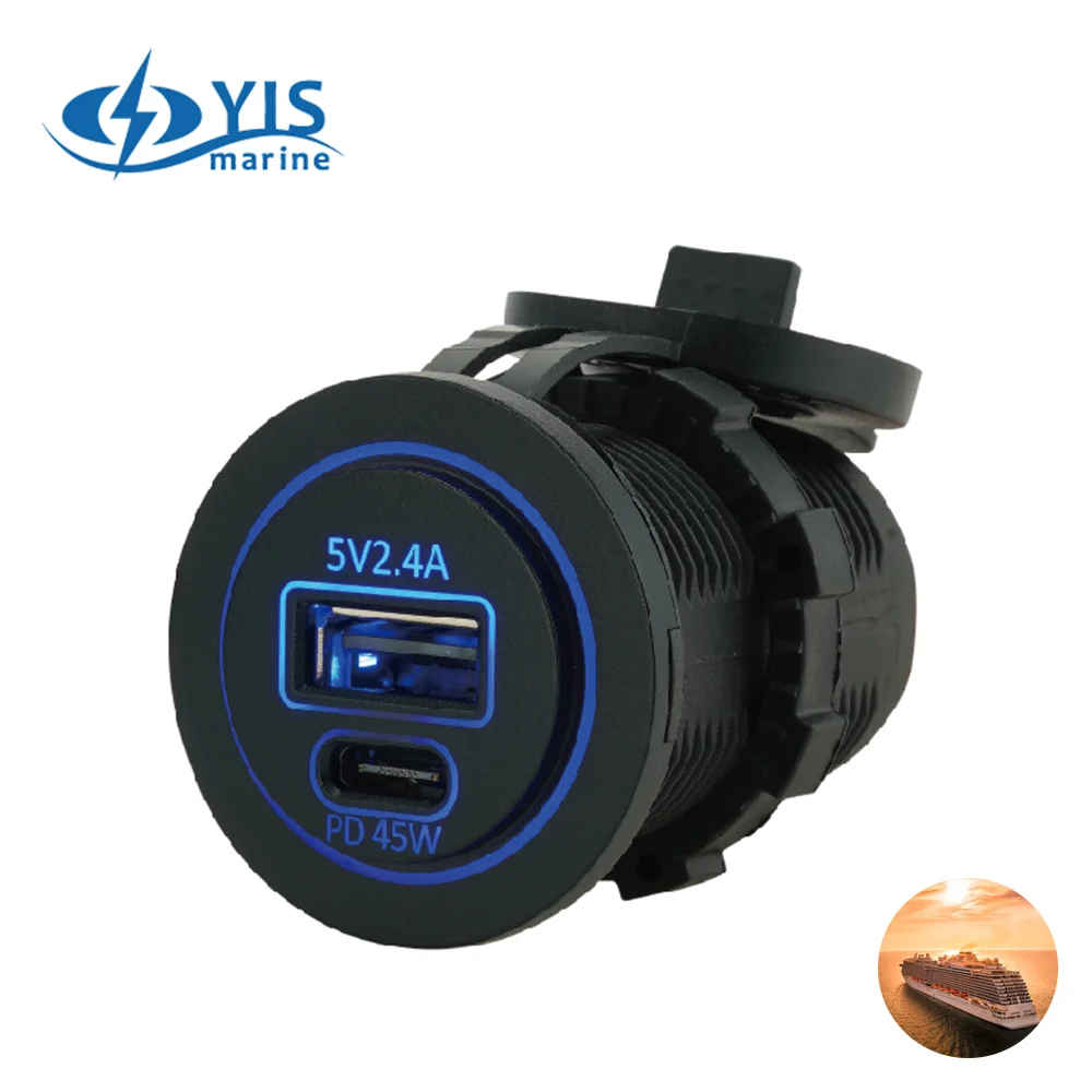 High quality brands usb charger for mobile phones socket port marine usb c charging port ideal for RV