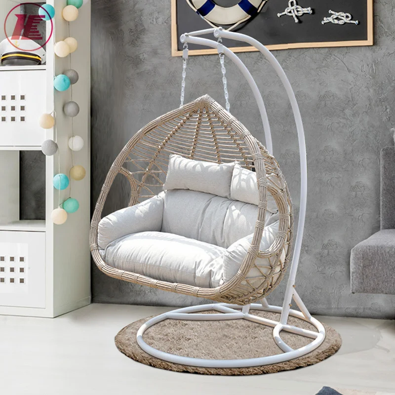 Two Seat Comfortable Swing Rattan Hanging Egg Chair Hammock Double Garden Chair With Stand