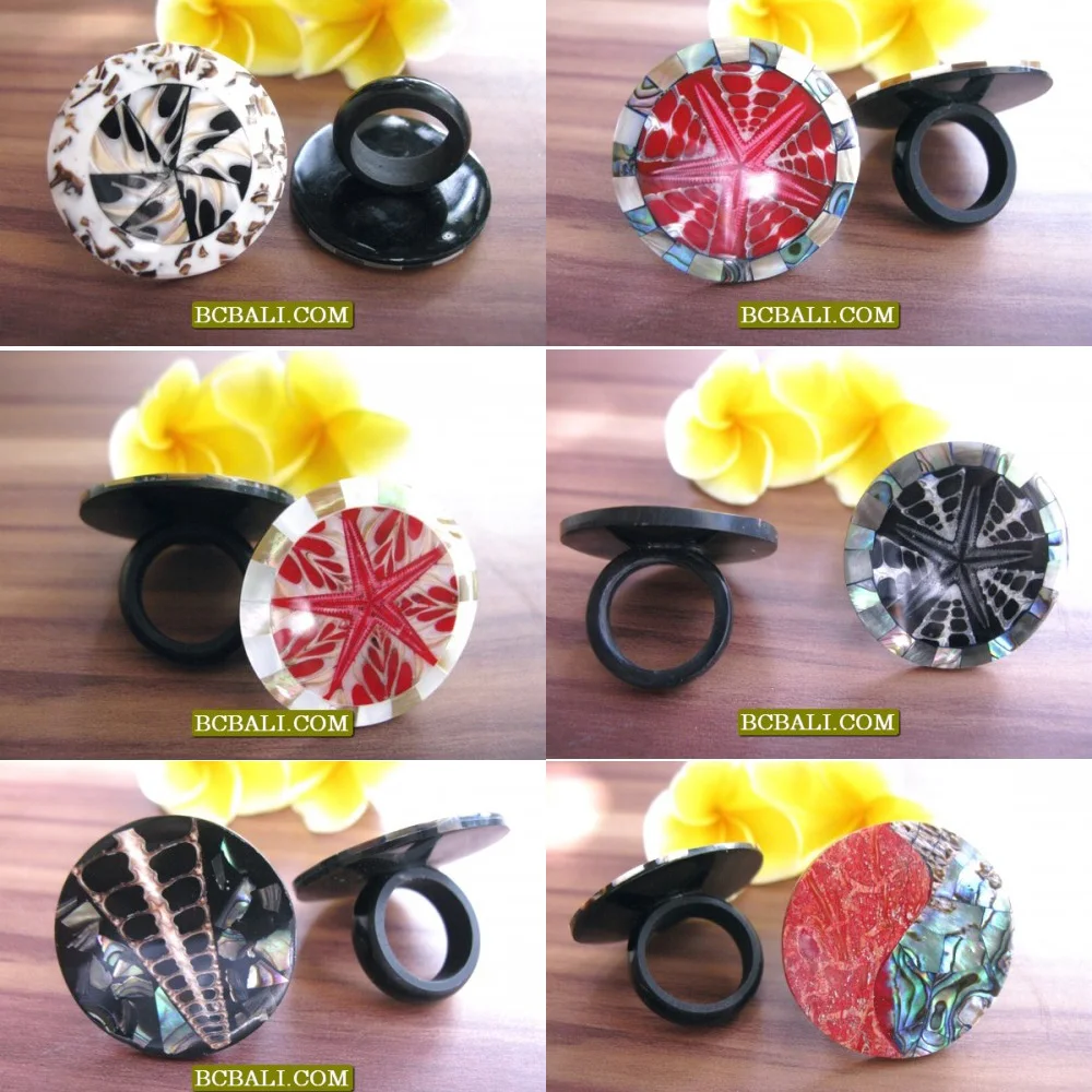 Seashells handmade finger rings multiple color multiple design cheap price wholesale bulk order bonus free shipping