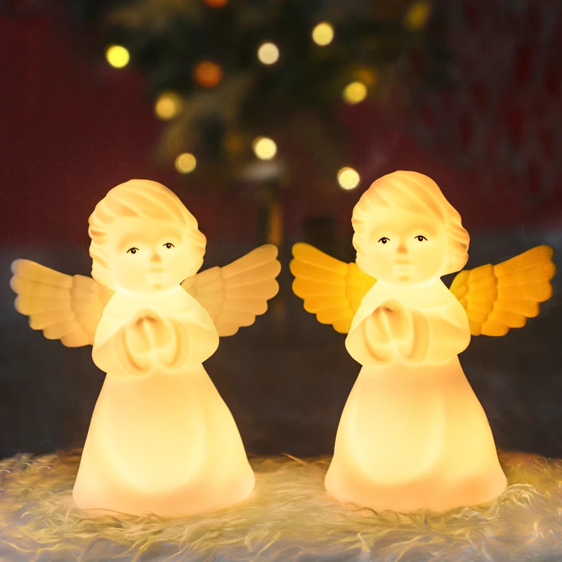 Factory Price Kids Toy Christmas Gift Home Decor Lamp  Soft Angel Shape RGB Baby Sleep Silicone Night Light