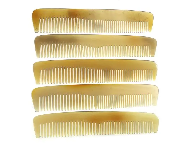 Customizable Size Design Hand-Carved Buffalo Horn Wide Tooth Comb Natural Horn Comb Animal Style Raw Technique Agate Material