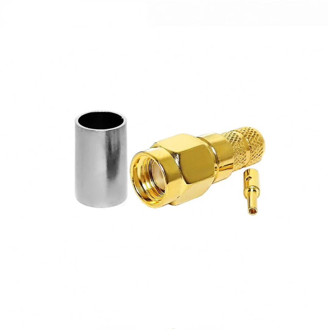 RF coaxial connector reverse polarity rpsma male plug crimp connector for LMR240 H155 coaxial cable