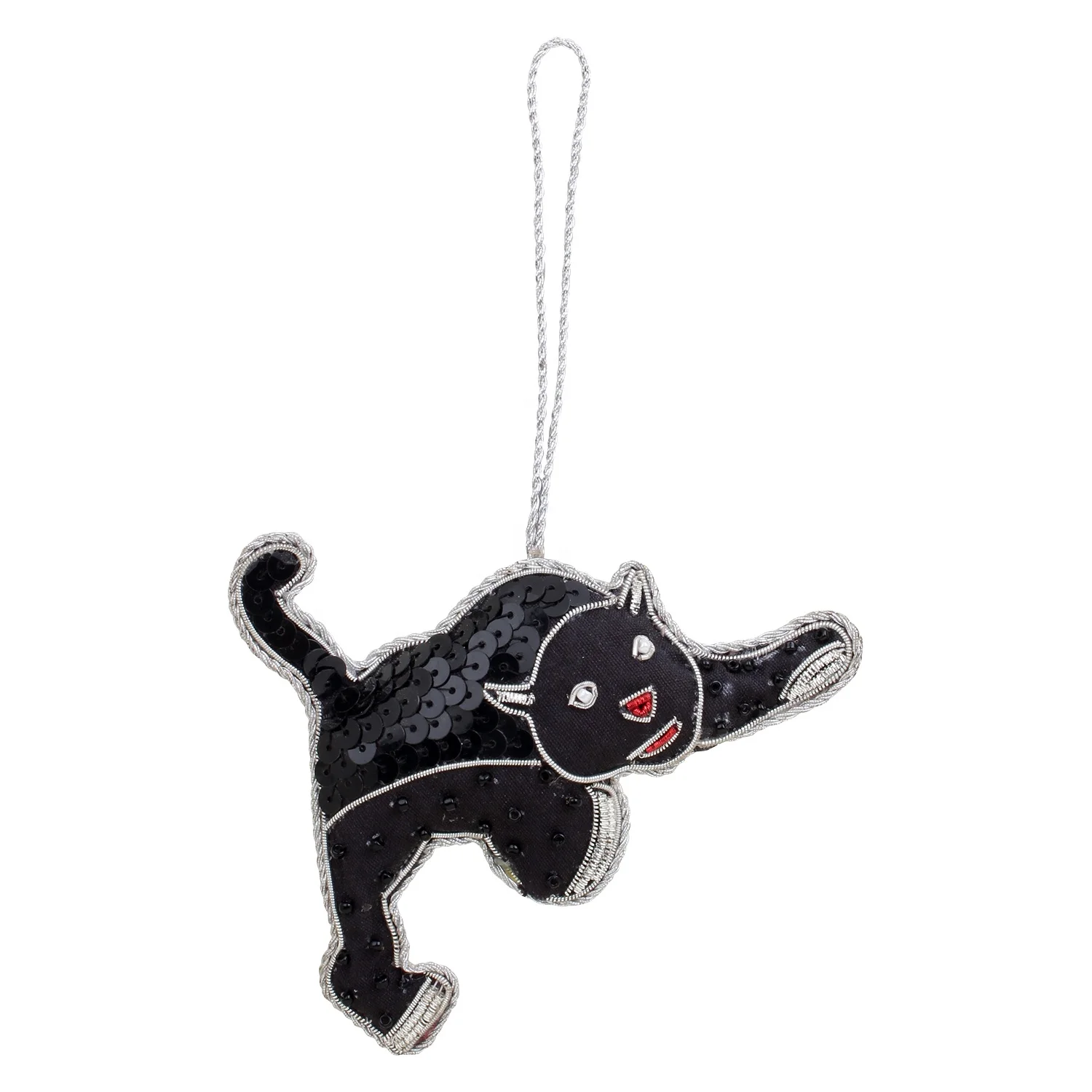 Handmade Handcrafted Embroidered Beaded Velvet satin Christmas Decorations Ornament Santa  Socks   Panther  Elephant  Customized