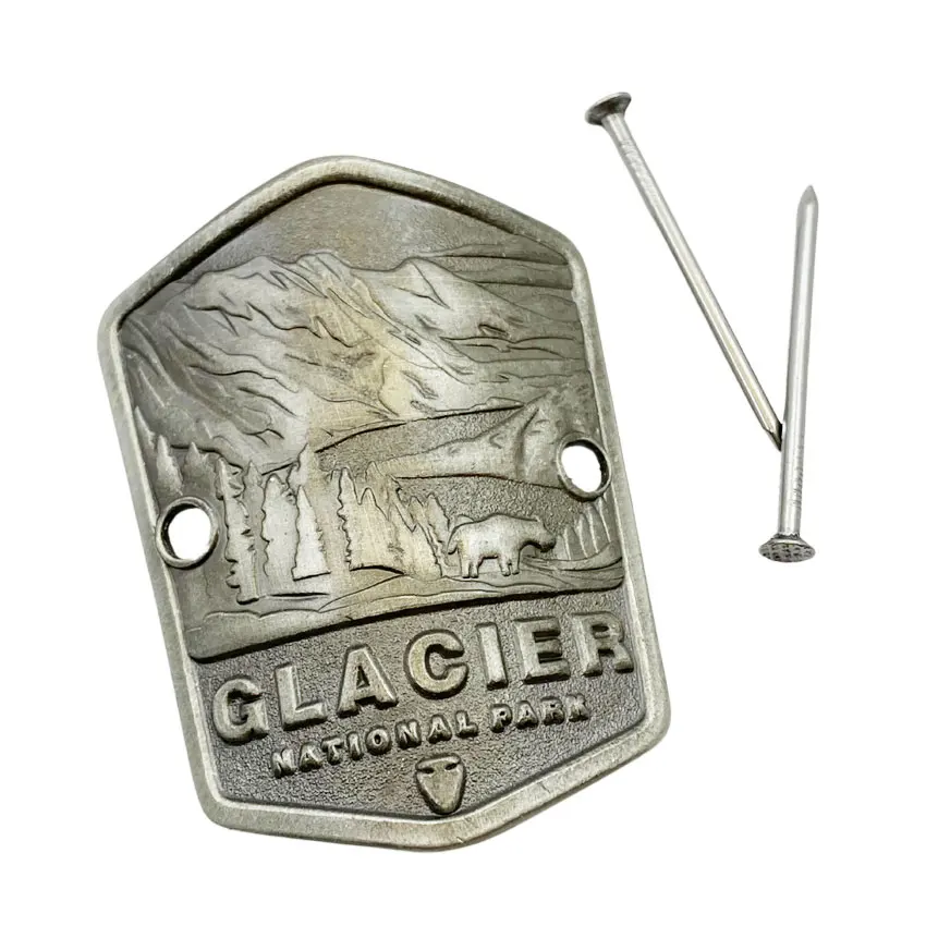 Custom Vintage Walking Cane Hiking Stick Metal Badge Medallion