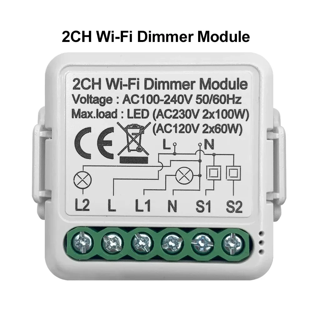 New 2 Channel Wifi Smart Light LED Dimmer Module Work with  Alexa/Google Assistance PST-D02