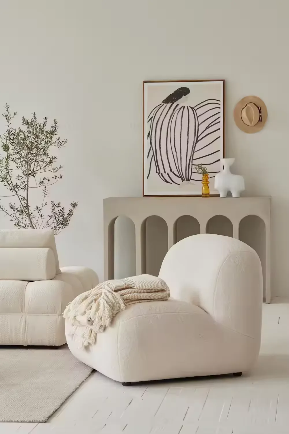 Geometric Wabi-Sabi Sheep Skin Fabric Sofa Chair Modern Casual Leisure Sofa Chair home living room comfortable sofa