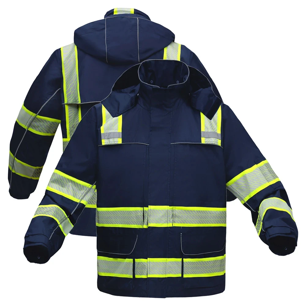 High Visibility Security Work Safety Reflective Waterproof Workwear European Jacket custom design print logo made in pakistan