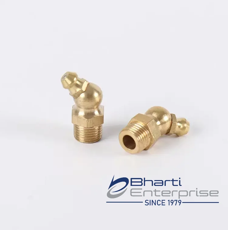 Brass Hydraulic Zerk Grease Nipple Fittings 45degree 90degree and Straight Shape Lubricating Nipples