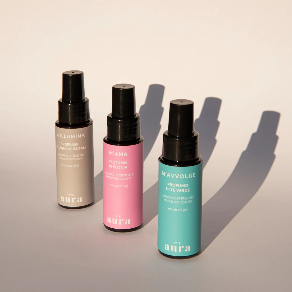 Made in Italy Box Hand Cleaning solution Trio with Peony, Oriental Woods & Green Tea Perfumes Moisturizing & Organic