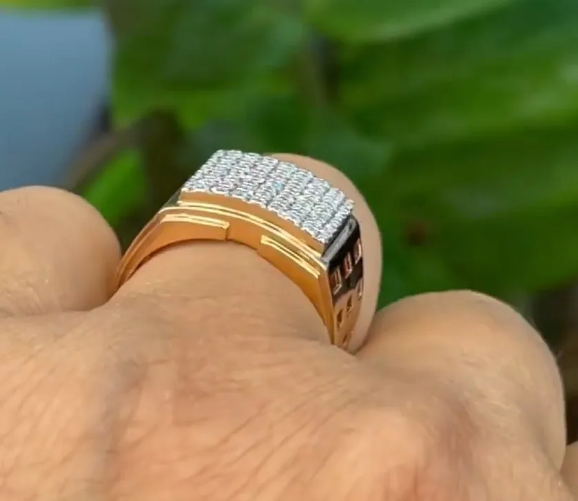 Jeny Jewels Jewelry Real Gold Ring 1.75CT Emerald Cut Diamond Engagement Ring 14K Pure Gold Halo Moissanite Ring For womens