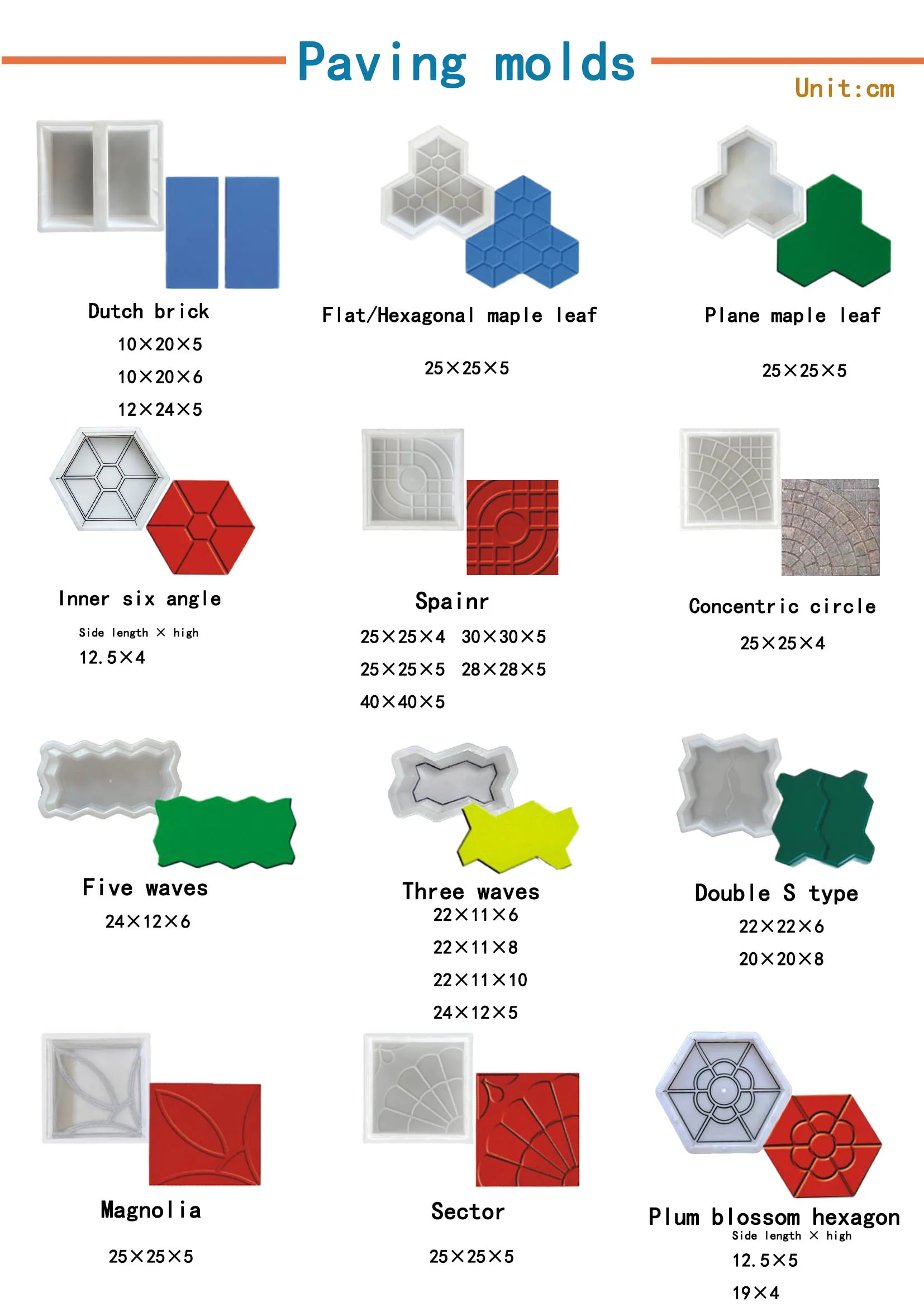 Square pattern concrete blocks interlocking paving mould for paving slab