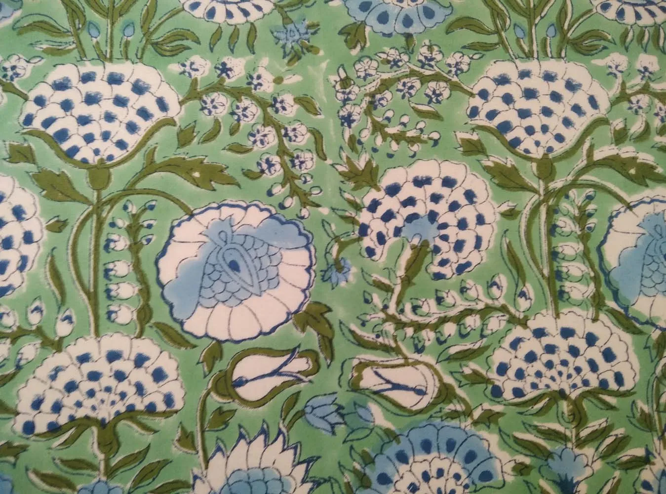 Green Indian Floral Hand Block Printed Cotton Napkins Reusable Garden Inspired Place Mats for Weddings Home Parties Handmade