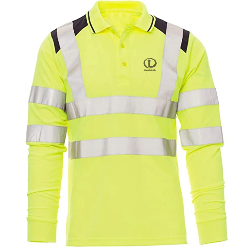 Hi Viz Vis T-shirt Long Sleeve High Visibility Reflective Workwear Outdoor Sports Summer Breathable Work Shirt