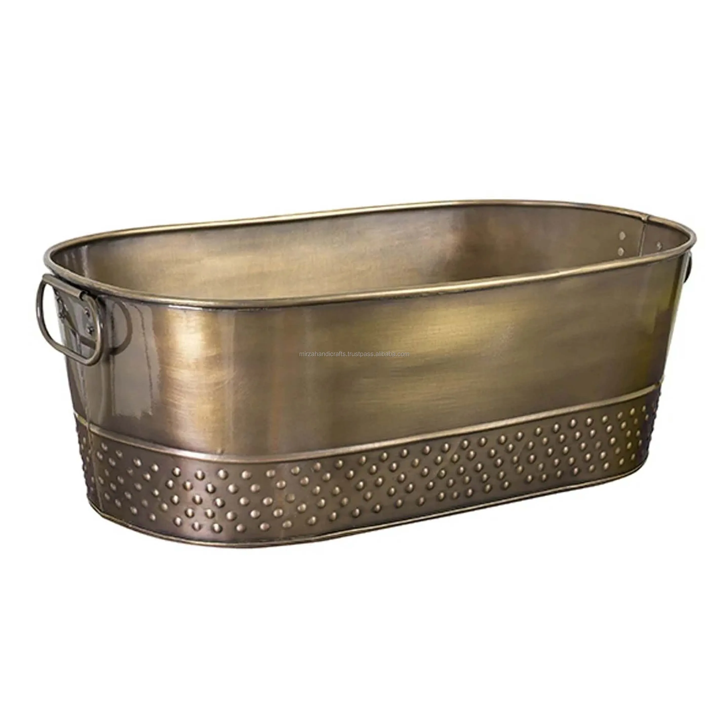 Factory Price Large Copper Finished Beverage Tub Hammered Ice Tub Wholesale Price for Home Bar Chilling Beer and Wine