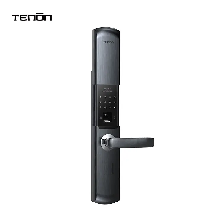Apartment Keyless Intelligent Door Handle Lock Lever Digital Fingerprint Password Electric Smart Key Door Lock