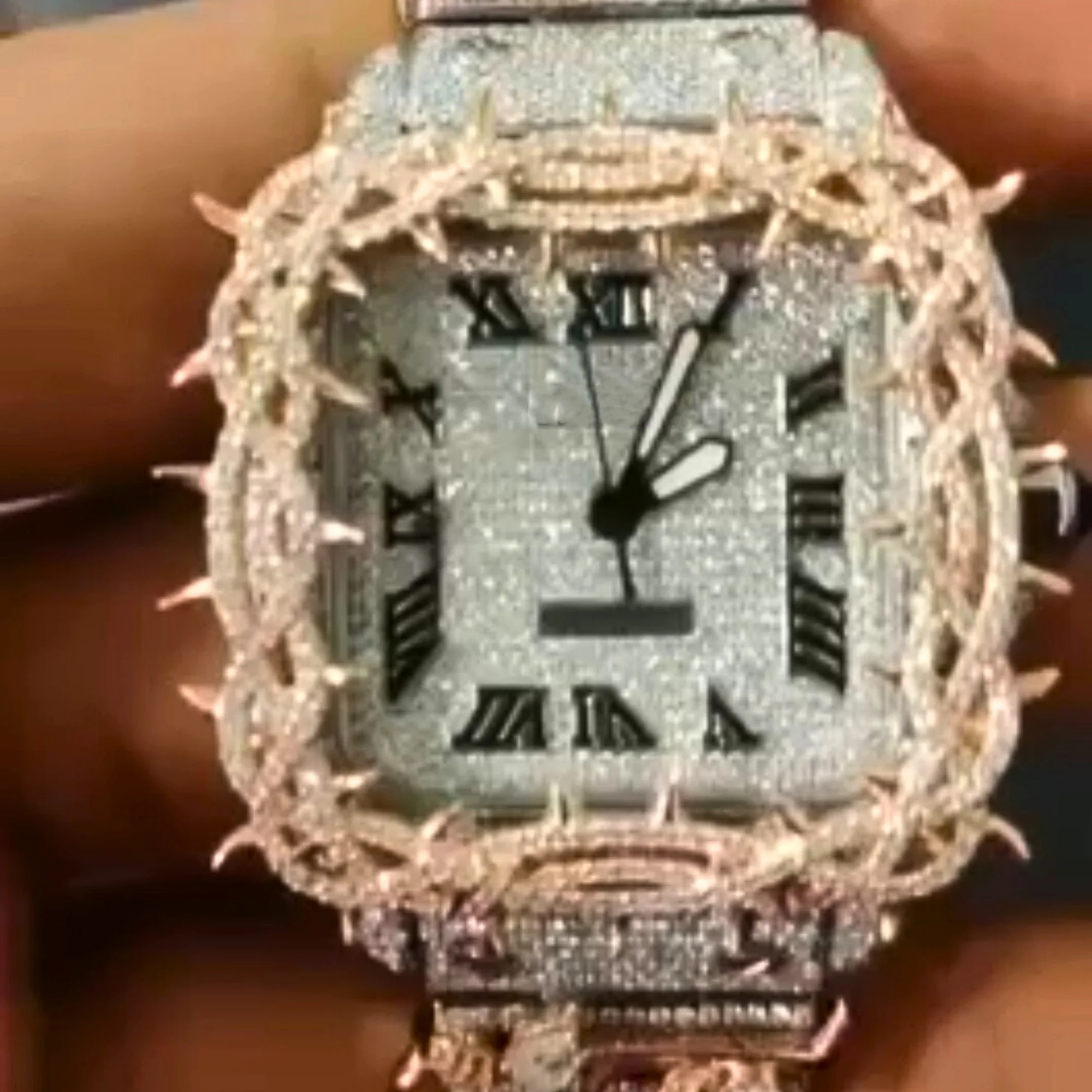 Высококачественные ювелирные изделия в стиле хип-хоп из нержавеющей стали, незаметные алмазные часы со льдом, багет, часы с муассанитом