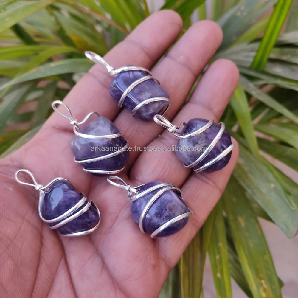 Wholesale Natural Crystal Red Jasper Wire Wrapped Tumble Stone Pendant hand polished hand made sun shine Pendant for sale