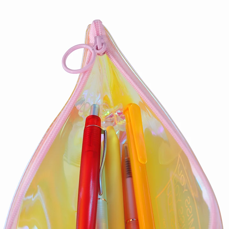 Wholesale waterproof fashion printing custom logo transparent plastic pvc cosmetic pencil bag pouch for children school