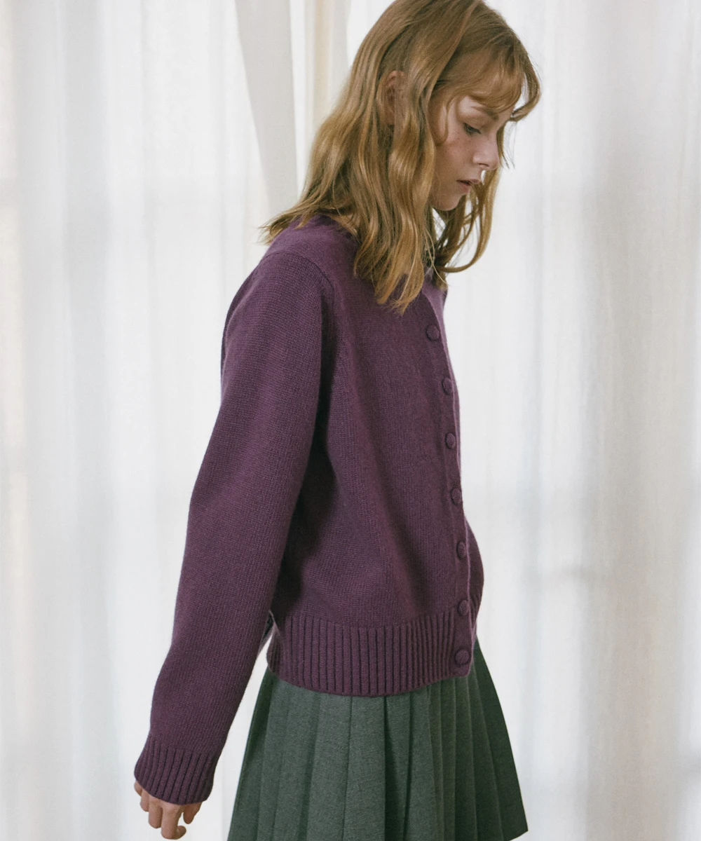 Trending Products 2024 New Arrivals Wholesale Clothes SNUG. U Love Cashmere Wool Knit Cardigan_Purple S|m Korean Fashion