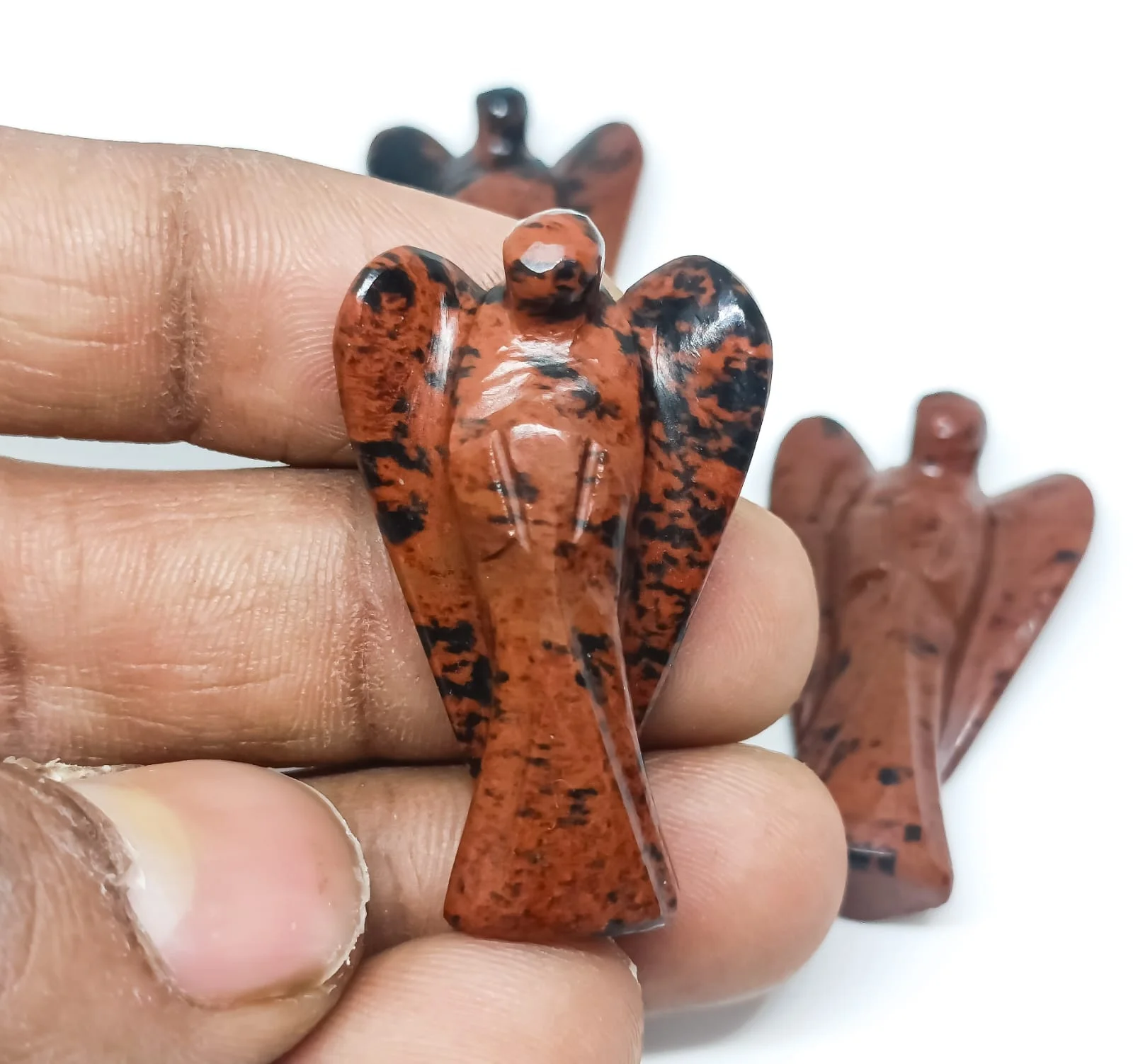 Wholesale High Quality Natural 2 Inch Mahogany Obsidian Stone Angel For Healing & Reiki Use From India