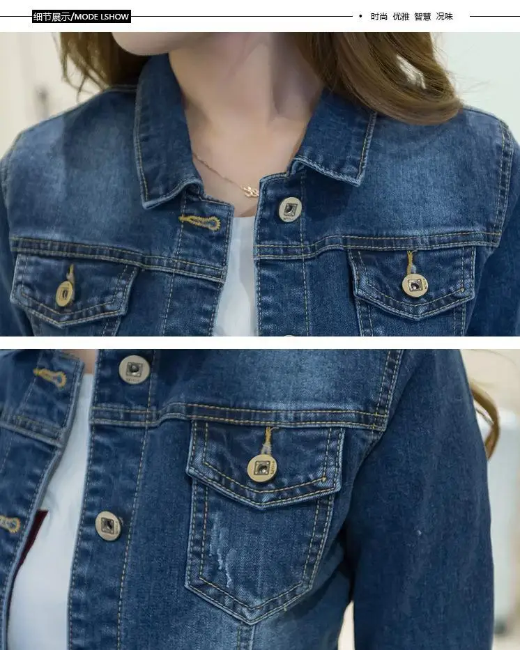 High Quality Blue Oversized Long Denim Jackets Distressed Womens Jean Jacket Wholesale Denim Jacket