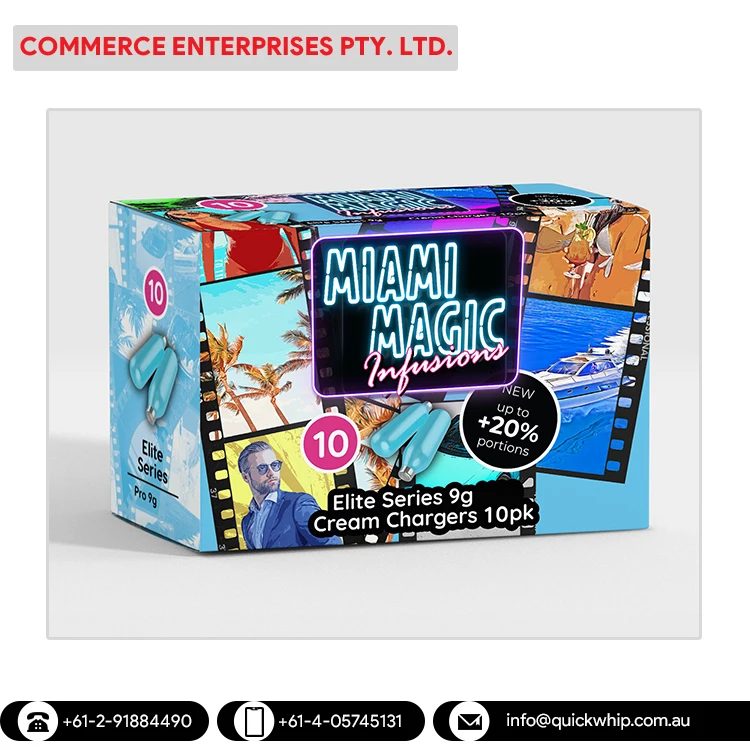 Premium Quality Highly Certified Blue Color 9g Miami Magic Cream Charger in 10 Pack at Nominal Price