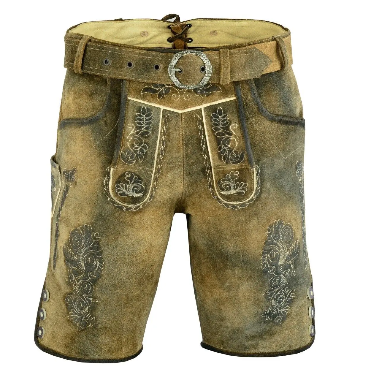 GERMAN BAVARIAN PURE LEATHER TRACHTEN MEN WEAR OKTOBERFEST NEW LEDERHOSEN SHORTS