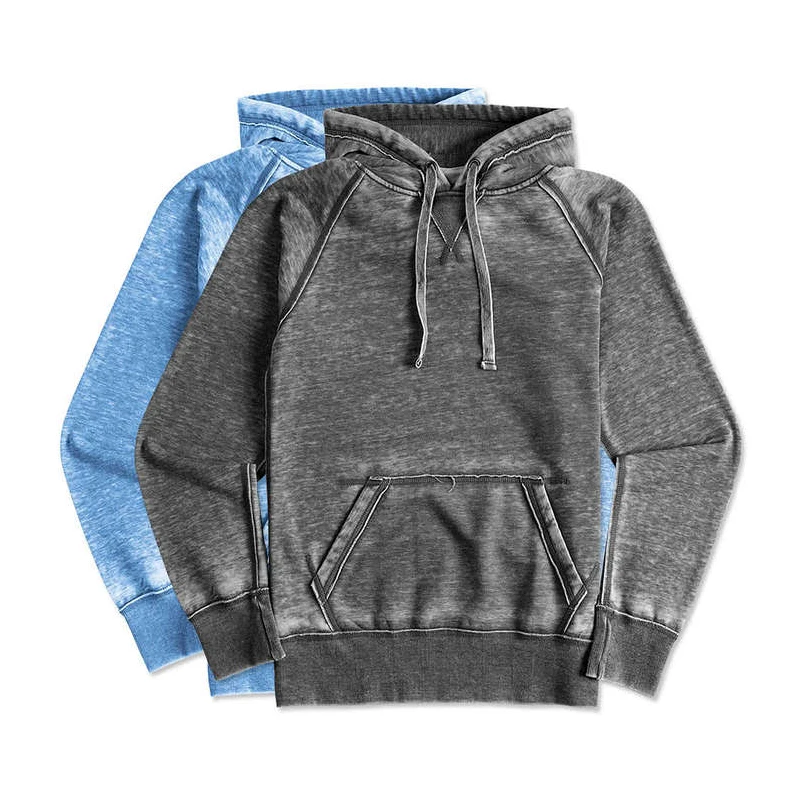 Custom vintage gray French terry oversized 100% cotton heavyweight men 380gsm blank acid washed pullover  distressed hoodie