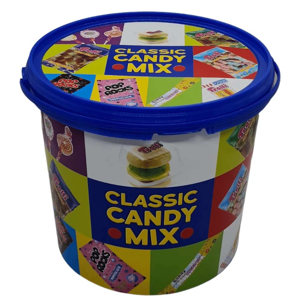 85 oz Cotton Candy Buckets with Lid for Cotton Candy Popcorn Snacks Ice Cream Packaging Clear Custom Printed Bucket with Handles