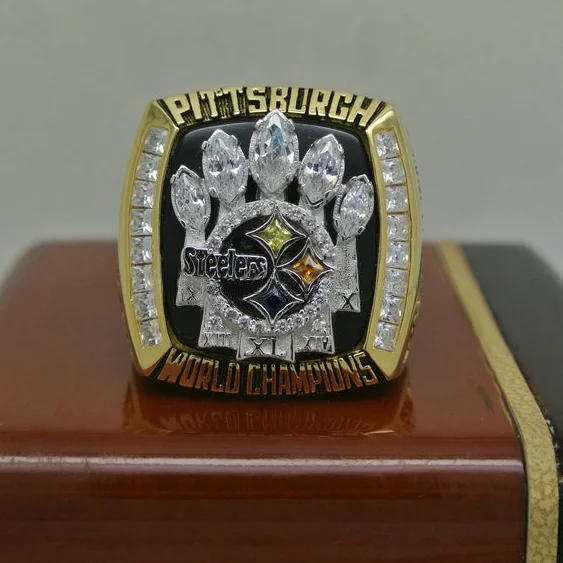 2005 XL чемпионское кольцо Pittsburgh Steelers унисекс 925 серебряный бриллиант позолоченный классический свадебный помолвка