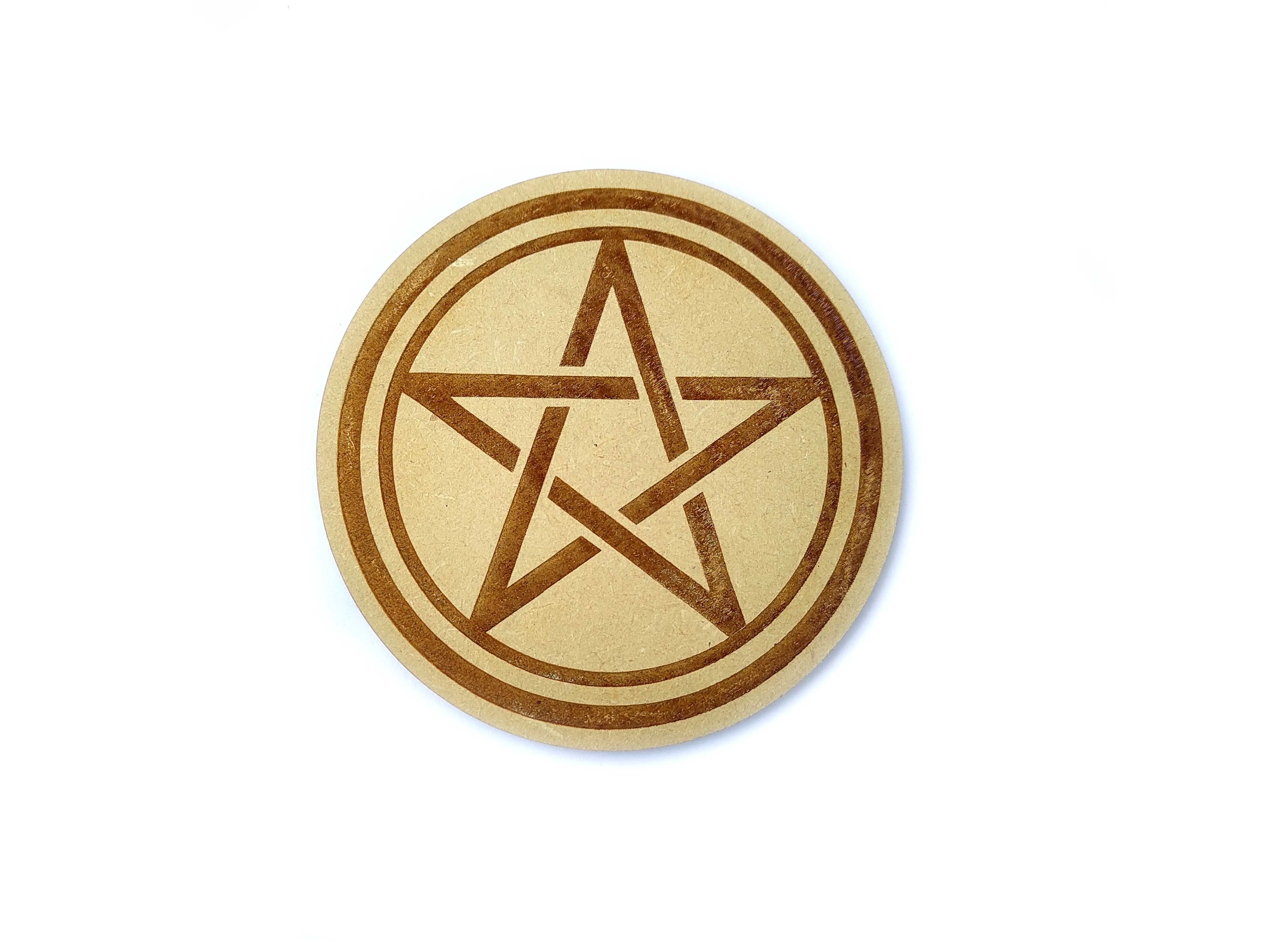 Round Wooden MDF laser Etched Yoga Man with 7 Chakra in Body and Flower Of Life Spiritual Religious Design Sacred Geometry