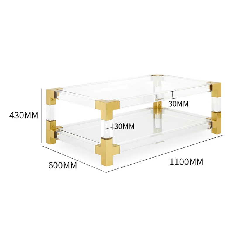 Jonathan Adler transparent acrylic coffee table tempered glass layer stainless steel acrylic console unique design end table