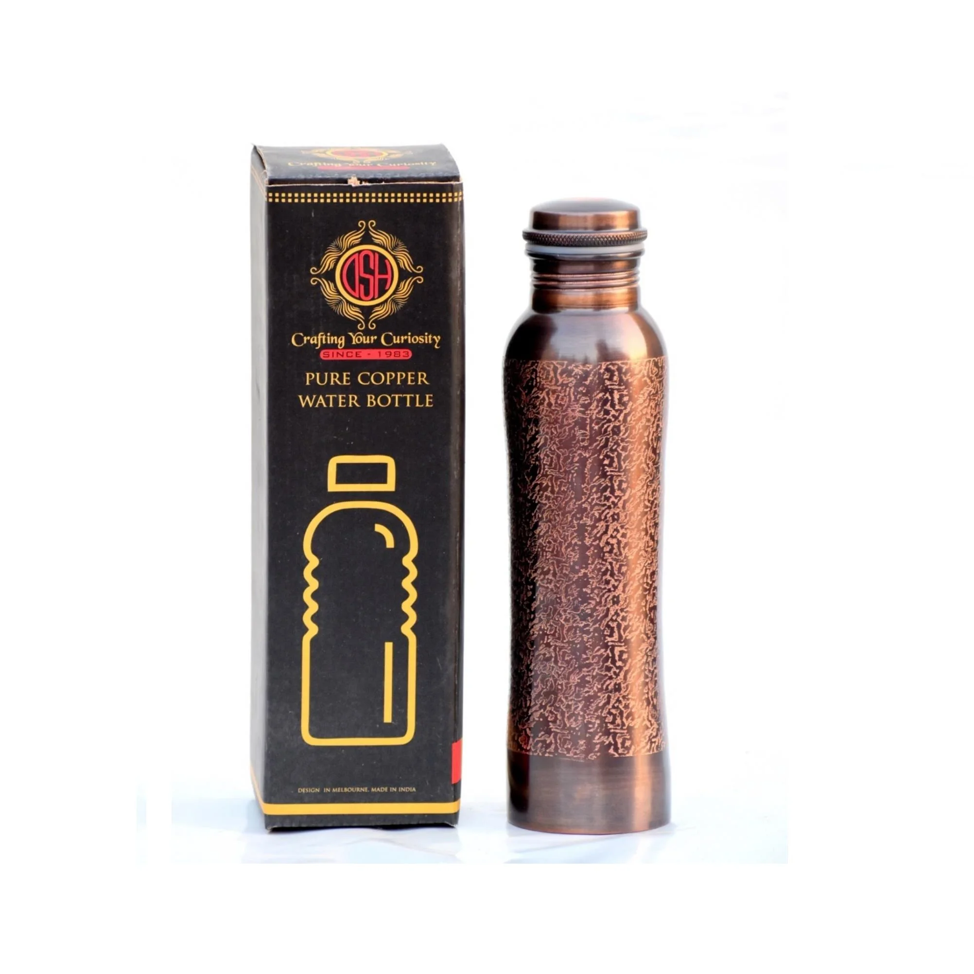 Best Metal Handcrafted Diamond Design Antique Pure Copper Bottle With Glossy Fished For Ayurvedic Health Benefits water bottles